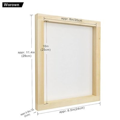 Worown 1 Piece 8 x 10 Inch Wood Silk Screen Printing Frame with 110 White Mesh and 1 Piece 4 x 6 Inch Screen Printing Squeegee
