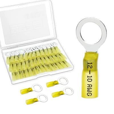 60 PCS Heat Shrink Ring Connectors,12-10 awg 3/8" Ring Terminals | 3/8" Stud (M10) Heat Shrink Ring Connectors, 12-10 Gauge Terminal Connectors, Automotive Marine Wire Connectors