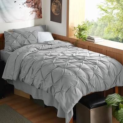 Bedsure Twin XL Comforter Set Grey - Dorm Room Essentials, Extra Long Twin XL Bedding Set with Sheets, All Season Down Alternative Comforter with Sheets, Pillowcase & Sham