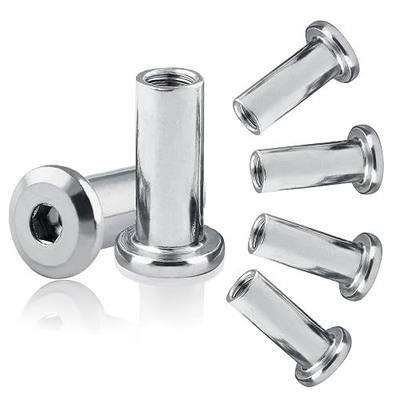 Litoexpe 15 Pcs M6x20mm Rivet Hex Socket Head Insert Nuts | Screw Post Nickel Plated Iron Insert Nut Mounting, for Furniture Beds Tone