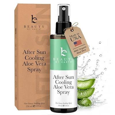 After Sun Cooling Aloe Vera Spray - USA Made With Organic Aloe Vera | Fast Absorbing After Sun Care for Sunburn Relief, Skin Cooling Spray, Sunburn Treatment Spray Lotion for Body