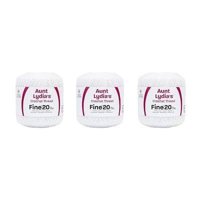 Aunt Lydia Extra Fine Crochet Thread - 3 Pack of 400y/365m - Cotton - Gauge 20 - White