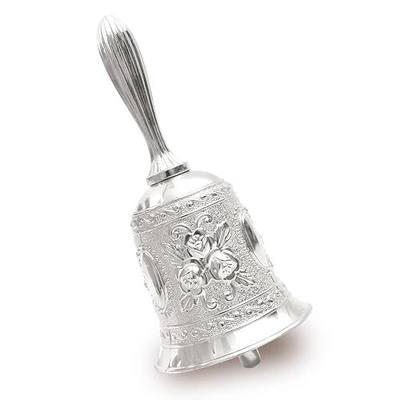 Hand Bell, Call Bell Wedding Bells for Restaurant Service Bell Bar Jingle Wedding Classroom Church School Classroom Alarm and Home Decoration (Silver)