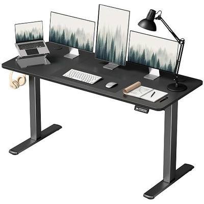 Furmax 55 Inches Electric Height Adjustable Standing Desk Home Office Desk | Large Sit Stand Up Computer Desk Memory Preset with T-Shaped Metal Bracket, Black