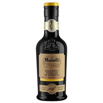 Mazzetti Gold Label Balsamic Vinegar of Modena PGI, 8.45 Fl Oz | Smooth & Balanced, Matured in Oak Barrels, Great for Drizzling, Dipping, Salads, Grilled Meats, Crafted in Italy