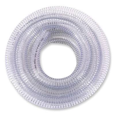 DAVCO 3/8" ID x 10 ft Wire Reinforced Suction Hose PVC Clear Vinyl Tubing | Flexible, non collapsible, Heavy Duty, high pressure, spiral steel wire reinforced vacuum hose, suction discharge flex tube