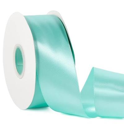 Aqua Blue 2" X 50 Yards Solid Color Satin Ribbon, Double Faced High Density Polyester Fabric Ribbon for Gifts Wrapping, Wedding, Party, Crafts, Hair Bows, Home DIY Decor Ornaments
