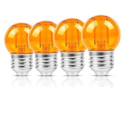 KINUR G40 Small dim Amber LED Edison 2000K 2 watt-15 watt Equivalent, E26 Base Low watt Soft Warm Light Bulbs for Healthy Sleep and Baby Nursery Light 4 Pack