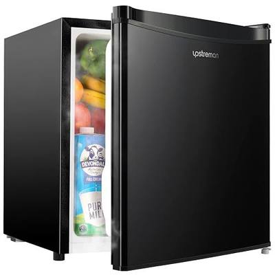 Upstreman 1.7 Cu.ft Mini Fridge with Freezer, Black-FR17 | Dorm Essentials, Adjustable Thermostat, Energy Saving, Low Noise, Compact Refrigerator for Dorm, Office, Bedroom