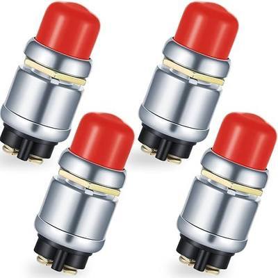 2 Pcs Engine Start Push Button Momentary 12v and 24v Waterproof Switch Push to Start Button for Car Marine Boat Truck Lawn Tractor(Red)