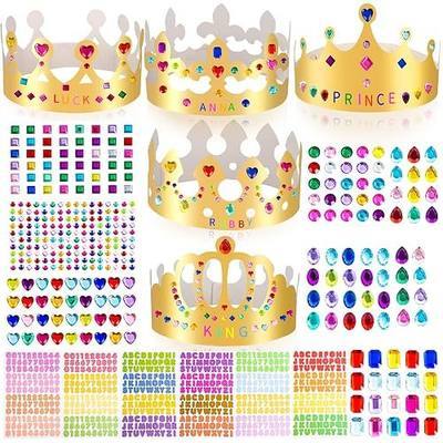 Gold Paper Crowns, Diy Birthday King Crowns Craft to Decorate, Paper Prince Princess Crown Hats for School Classroom