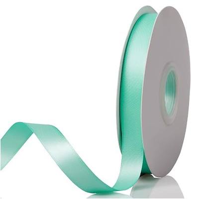 1/2" x 50 Yards Aqua Blue Double Faced Satin Ribbon,Solid Color High Density Fabric Ribbon Rolls,Great for Gift Wrapping,Sewing,Crafts,DIY Bows and Christmas,Wedding,Party Decoration
