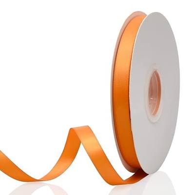 5/8" x 50 Yards Orange Double Faced Satin Ribbon,Solid Color High Density Fabric Ribbon Rolls,Great for Gift Wrapping,Sewing,Crafts,DIY Bows and Christmas,Wedding,Party Decoration