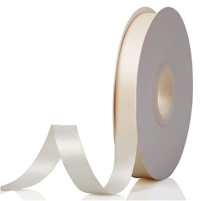 1/2" x 50 Yards Ivory Double Faced Satin Ribbon,Solid Color High Density Fabric Ribbon Rolls,Great for Gift Wrapping,Sewing,Crafts,DIY Bows and Christmas,Wedding,Party Decoration