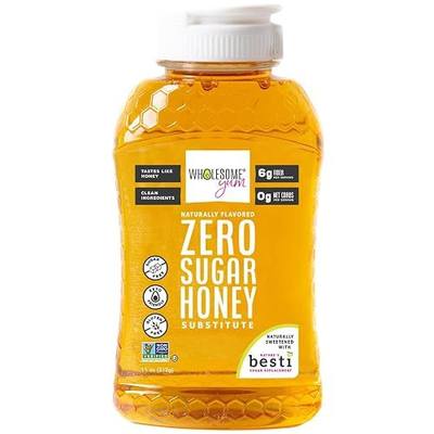 Wholesome Yum Zero Sugar Keto Honey Substitute, Monk Fruit & Allulose | Natural Sugar Free Honey Alternative. Zero Net Carbs, Low Calorie, 6g Fiber, Gluten-Free, Non GMO, No Aftertaste (11 oz)