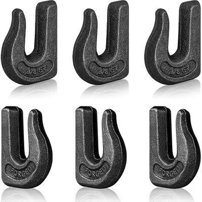 V‑chen 6Pcs Weld-On Chain Hook, 3/8 Inch Grade 70 Clevis Grab Hook | Heat-treated forged Grade 70 steel,weldable grab hook structure,6600 lb WLL load for forklift trailer chain pulling lifting