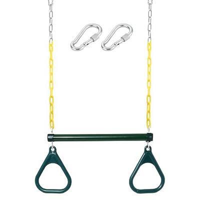 Take Me Away 18'' Trapeze Swing Bar Rings 48'' Heavy Duty Plastic Coated Chains Swing Set Accessories