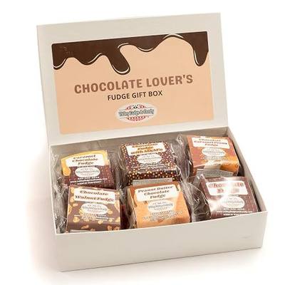 Valley Fudge, Chocolate Lover’s Gift Box, Fresh Artisan Fudge, Real Butter, Bulk Gourmet Candy, Individually Wrapped, Birthday, Thank You, Housewarming Gift, 4 oz, 6 Pieces, One and a Half Pounds