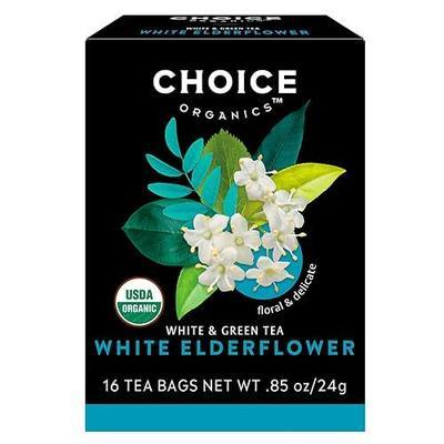 Choice Organic Teas White Elderflower Tea - Organic White & Green Tea - 16 Tea Bags (Pack of 1)