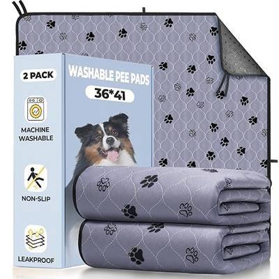Fostanfly Washable Pee Pads for Dogs, Ultra-Absorbent, 2 Pack 36"x41" Gray | Leak-Proof, Waterproof, Non-Slip, Large Reusable Pee Pads for Puppy Potty Training, Crate and Playpen with 8 Tie Straps