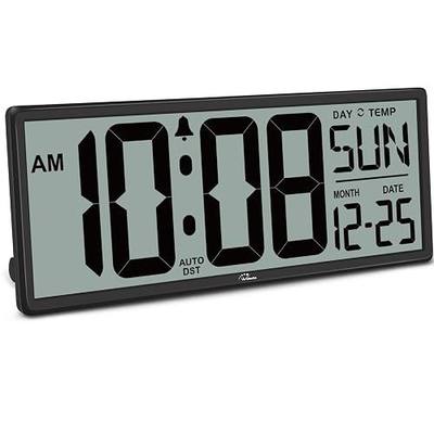 WallarGe 14.5'' Large Digital Wall Clock Battery Operated | Jumbo Numbers, Temperature and Date, Easy to Read and Set, Auto DST