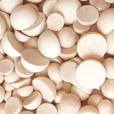 12/15/20mm Natural Unfinished Wood Beads Half Wooden Beads