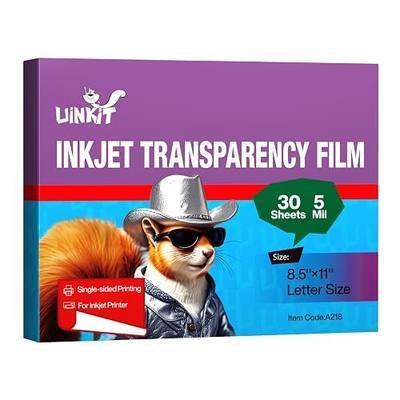 Uinkit 30 Sheets Pintable Transparency Film Acetate Clear Sheets for Crafts 8.5x11 OHP Overhead Projector Film For Inkjet Printer Quick-Dry
