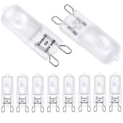 Vinaco Frosted G9 Halogen Bulb Warm White 2800K 40W 120V for Chandeliers | 10PCS, High Output 520LM, 360°Beam Angle, High CRI100+, Long Lasting Dimmable JCD G9 Bulb for Cabinet Light, Pendant Light