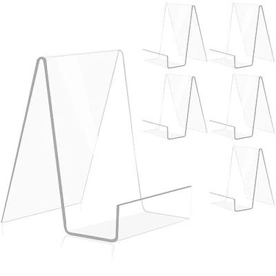 trophable 6 Pack Acrylic Book Stand Thickened Clear Book | Display Easel Holder for Displaying Tablets Newspaper Magazines Notebooks Textbooks CDs (Clear-Small)