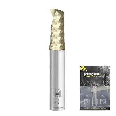 SPEED TIGER Solid Carbide Spiral O Single Flute End Mill, 1/8" Cutting Diameter, 1/4" Shank, 2" Overall Length, 1 Pc, for Aluminum, Wood, Plastic, Brass, and Copper