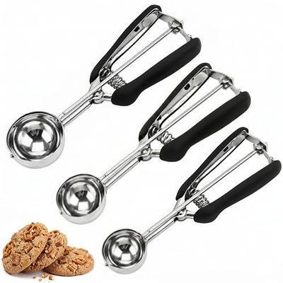 Cookie Scoop Set, 3Pcs Ice Cream Scoop, Cookie Scoops for Baking Set of 3, 18/8 Stainless Steel Cookie Scooper for Baking, Ice Cream Scooper with Trigger Release, Cookie Dough Scoop with Non-slip Grip