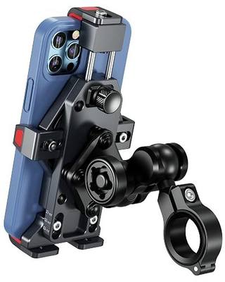 BRCOVAN Anti-Theft Aluminum Alloy Motorcycle Phone Mount Holder | with Vibration Dampener & Secure Lock, Adjustable Handlebar Cellphone Cradle for Bike Scooter ATV, Fit 4.7-7.2'' Smartphone