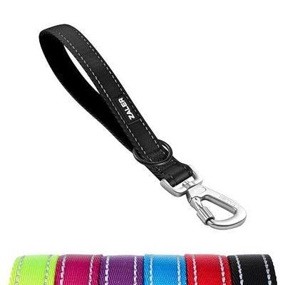 ZALER Short Dog Leash 1 ft, 12 Inches Traffic Leashes for Dogs, Nylon Reflective Dog Lead with Padded Handle, Heavy Duty Pet Leash with Carabiner Clip for Large and Medium Dogs (12" Black)