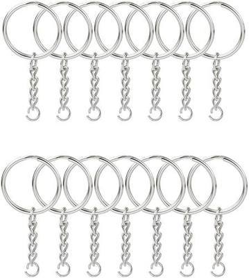 KINGFOREST 50-Piece Split Key Ring Kit with Chains & Jump Rings - 1 Inch Silver Nickel Bulk Jewelry Making Supplies for DIY Keychains, Charms, Crafts