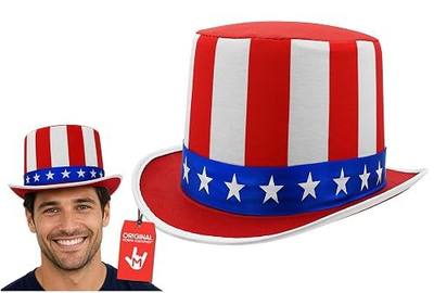 Nicky Bigs Novelties Uncle Sam Hat, Red White Blue Costume, 4th Of July Top Hats For Men, Patriotic Day Hats, One Size