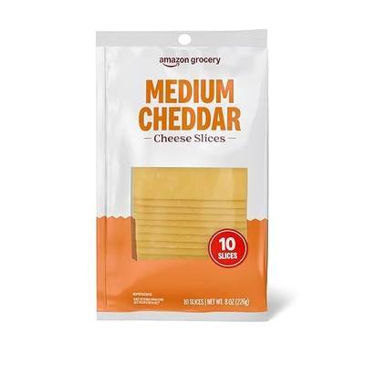 Amazon Grocery, Medium Cheddar Cheese Slices, 10 Slices, 8 Oz