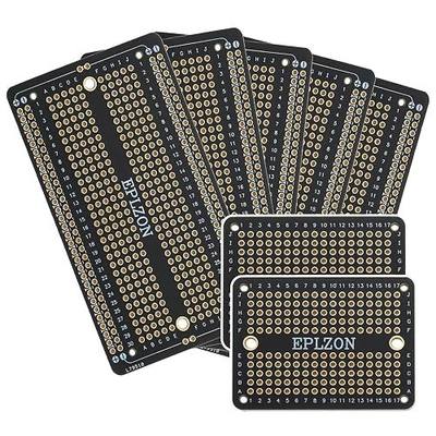 Solderable Breadboard PCB Board Gold-Plated Solder Breadboard for DIY Electronics Projects Apply to Arduino Soldering Projects 3.5"x2.05" (5 Pack + 2 Mini Board, Black)