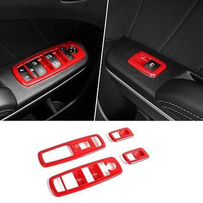 CheroCar for Dodge Window Lift Switch Cover Interior Button Trim Kit Interior Accessories for Dodge RAM 2010-2017/Dodge Charger Durango 2011-2026 (Red)…