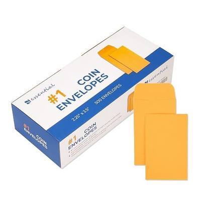ESSENTIAL #1 500 Piece Coin Envelopes 2.25" x 3.5" with Gummed Flap, Small Parts Envelope for Home and Office Use (Yellow -500) | Small Parts Envelope for Home and Office Use (Yellow -500)