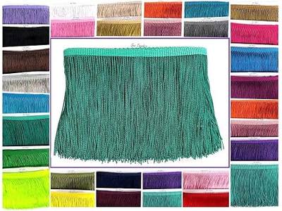 10 Yards of 4" Long Chainette Fringe Thread Yarn Tassel Trim Braid Fringe for Crafts Sewing and Decor-Emerald Hunter Green Color