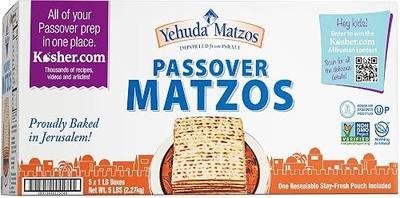 Yehuda Freshly Baked Passover Matzo, 1 LB (5 Pack) | Bonus 1 Resealable Stay Fresh Pouch | Super Crisp & Delicious! | Fresh for 2026