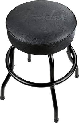 Fender Embossed Black Logo Swivel Barstool, Great Gifts for Dad, with 1 Year Limited Warranty, Simple Assembly, Black/Black, 24"