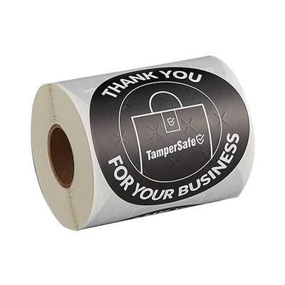 Angel's Peel Lounge Thank You Tamper Proof Stickers Roll — Tamper Evident Stickers for Delivery Bags, Drink Lids, Food Containers, Writable Seal Tape, Thank You Labels - 3x3in 250-COUNTS, BLACK, ROUND