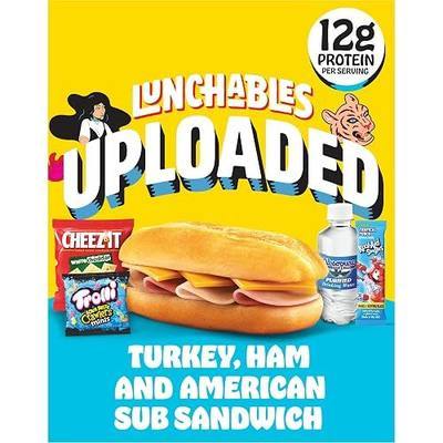Lunchables Uploaded Snack Kit, Turkey, Ham, American Sub Sandwich, 15.46 oz