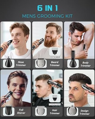 Brightup Beard Trimmer for Men - Electric Razor & Shaver | 17-in-1 Mens Grooming Kit, IPX7 Waterproof, Shaving Kit for Face, Mustache, Body, Ear, Nose Hair Trimmer, Gifts for Men
