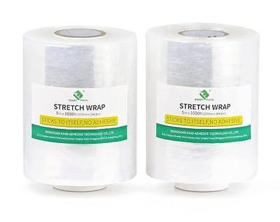 BOMEI PACK Plastics Industrial Mini Stretch Wrap Film Replacement 5" x 1000ft Roll, 80 Gauge for Moving, Packing Wrap Industrial Strength- Self Adhering Packaging Heavy Duty, 2 Pack