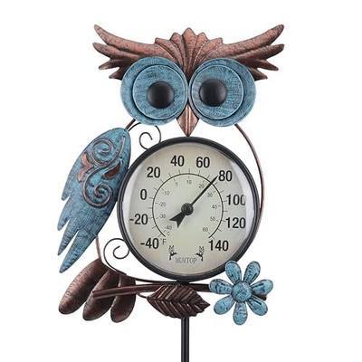 MUMTOP Outdoor Thermometer, Owl Outside Decor for Patio, Yard and Garden | No Battery Needed Garden Stake Wall Art Gifts Idea Waterproof