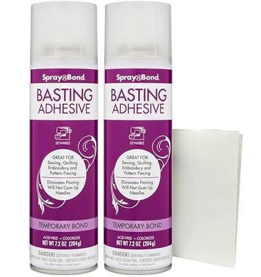 SpraynBond Basting Spray for Quilting with HeatnBond Iron-On Sewable Sheet – Temporary Fabric Adhesive Spray for Quilting, Appliqué, Embroidery & More: 2 Cans (7.2 oz Each) + 8.5" x 11" Heatnbond Lite