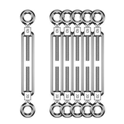 Eye & Eye Stainless Steel Turnbuckles Wire Rope Tension, 6pack Heavy Duty Rope Cable Tensioner for Garden Wire, Adjustable O to O Turnbuckle for Shade Sail(1/4" (M6)-6pcs)