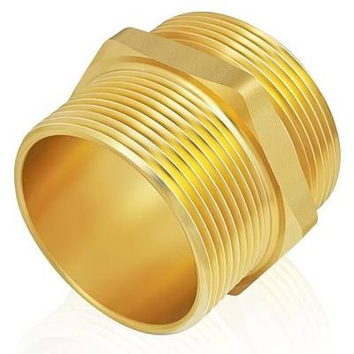 1-1/2" NPT x 1-1/2" NST NH Double Male Fire Hose Adapter, Brass Hexagonal Nipple Fitting Fire Equipment Connector for Fire Hydrant & Fire Hoses